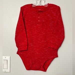 Oshkosh Red waffle textured onesie. Size 12-18m Like new condition.
